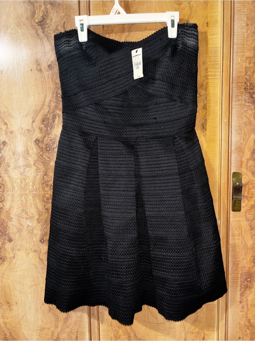 Strapless Black Knit Fit-and-Flare Dress size Medium